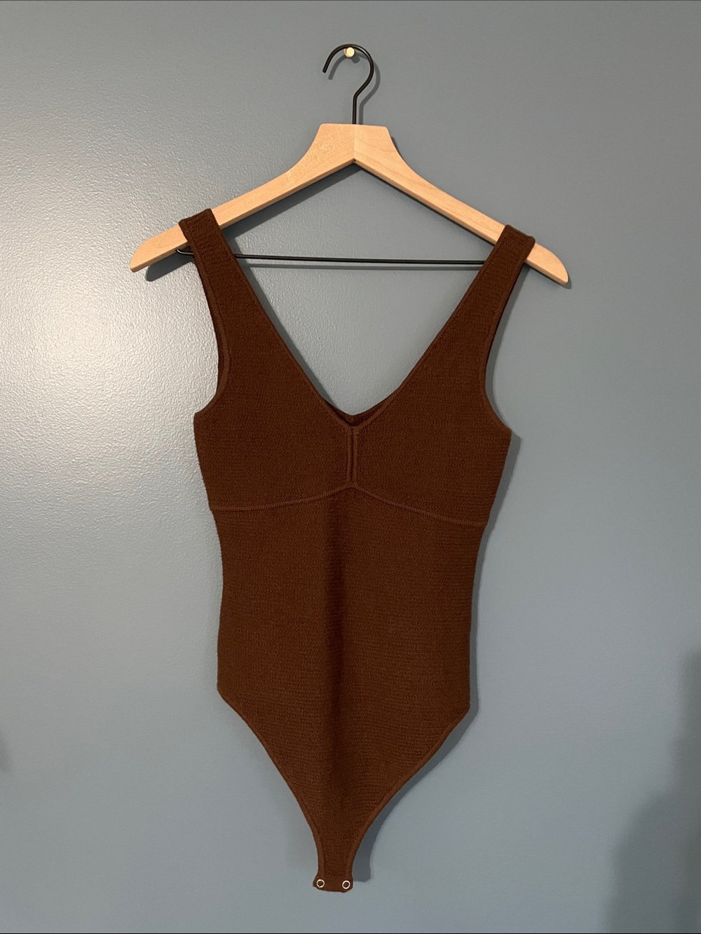Brown Knit One-Piece Bodysuit